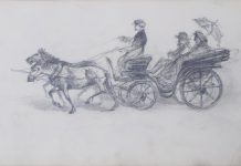 Арк. 18. Екіпаж з візником і двома подорожніми.