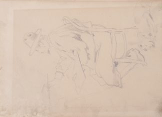 Sheet 1. The Artist at the Easel (a sketch from M.P. Simanovskyi). Paper, pencil; 20x30