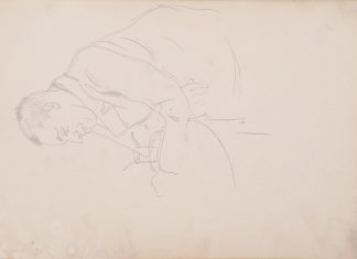 Аркуш 2. Чоловік, який сидить за столом. Папір, олівець; 20х30