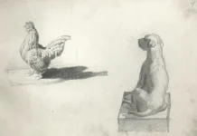 Page 4. The sketches (chicken and dog). Paper, pencil; 19х29,8