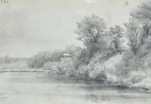 Sheet 16. Landscape. Bottom left: Neva 73, top in ink: 1873. Paper, pencil; 11.4 × 19.5 cm