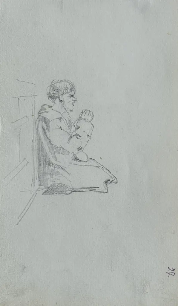 Sheet 25. Beggar. Study for the painting “Beggars at the Kyiv-Pechersk Lavra.” Paper, pencil; 11.4 × 19.5 cm