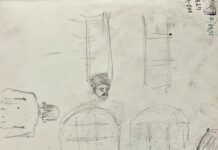 Арк.15 (на звороті). Начерк вуличної сценки